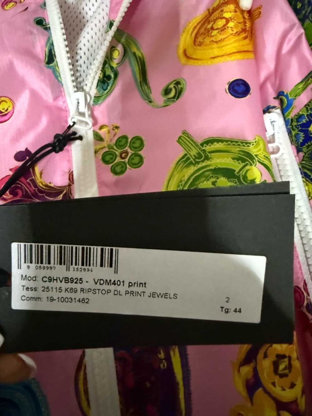 Versace Jeans Couture Pink Multicolor Printed Windbreaker Jacket - Picture 6 of 7